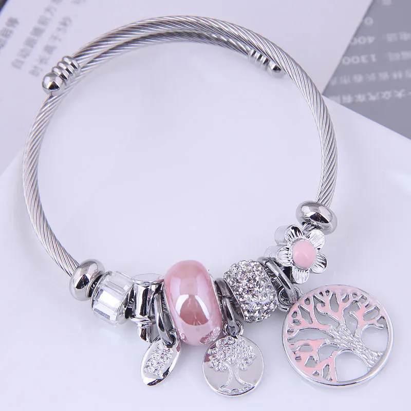 

Jewelry Life Tree Diamond Titanium Steel Wire Bracelet Stainless Steel Bracelets