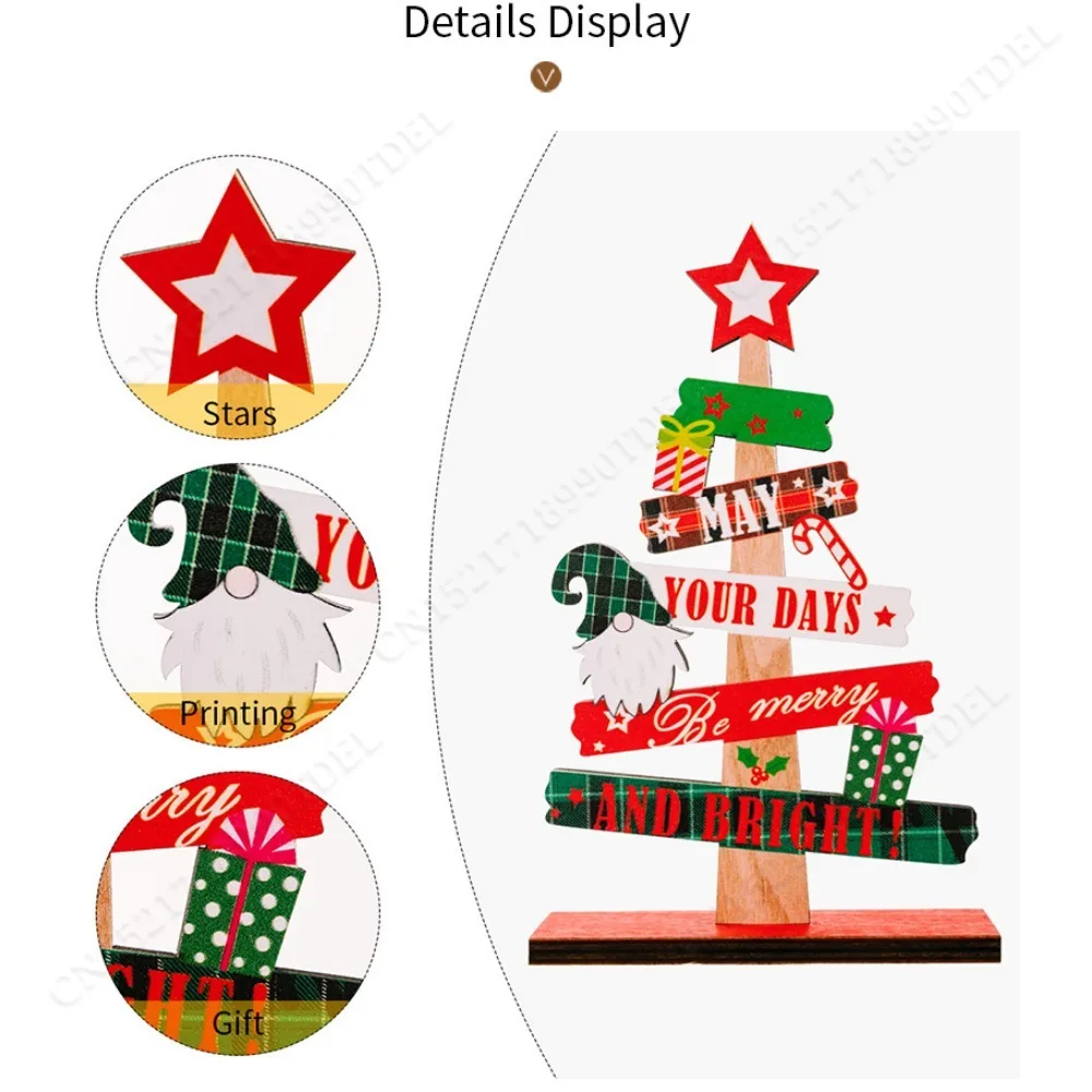 Деревянная рождественская елка настольное украшение Санта-Клаус веселая