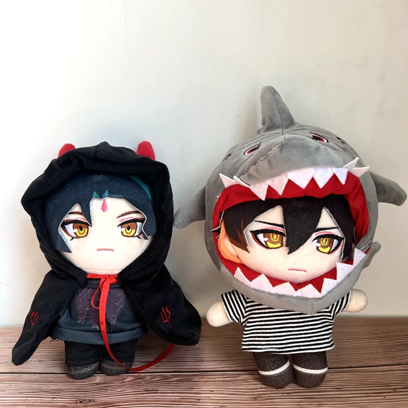 

20cm Dolls Anime Plush Clothes Shark Dinosaur HeadgearDemon Devil Outfit Cotton Stuffed Doll Kids Xmas Gifts Toys Accessories