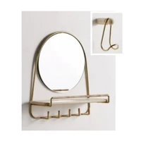 wall mirror with shelf hooks home storage home decor wall display shelves antique shelves gold colours