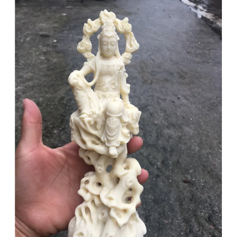 

Ivory Nut Carved Timbo Free Guanyin Bodhisattva Character Buddha Statue Chinese Home Serving Decoration Car