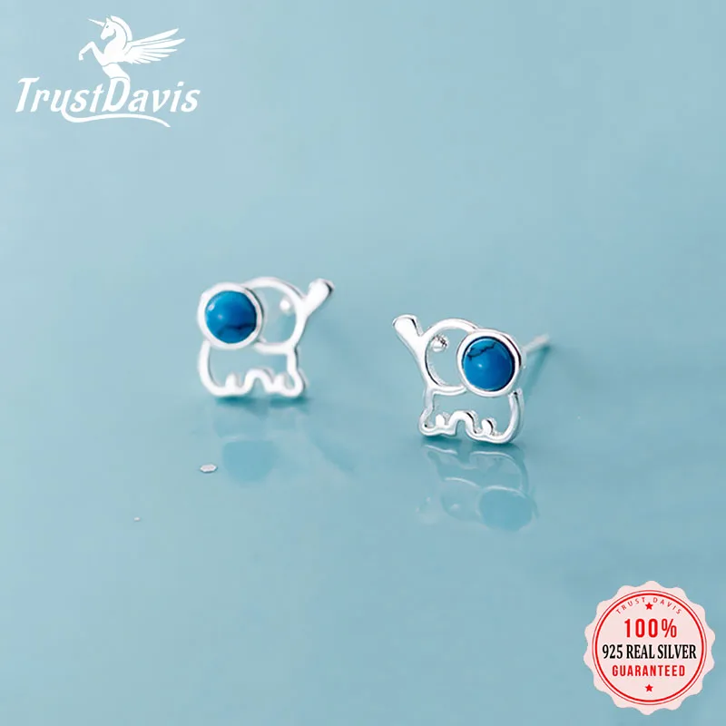 TrustDavis Womens 100% 925 Sterling Silver Stud Earrings Elephant Earring Collections Birthday Gift for Daughter Girls Teen DS27