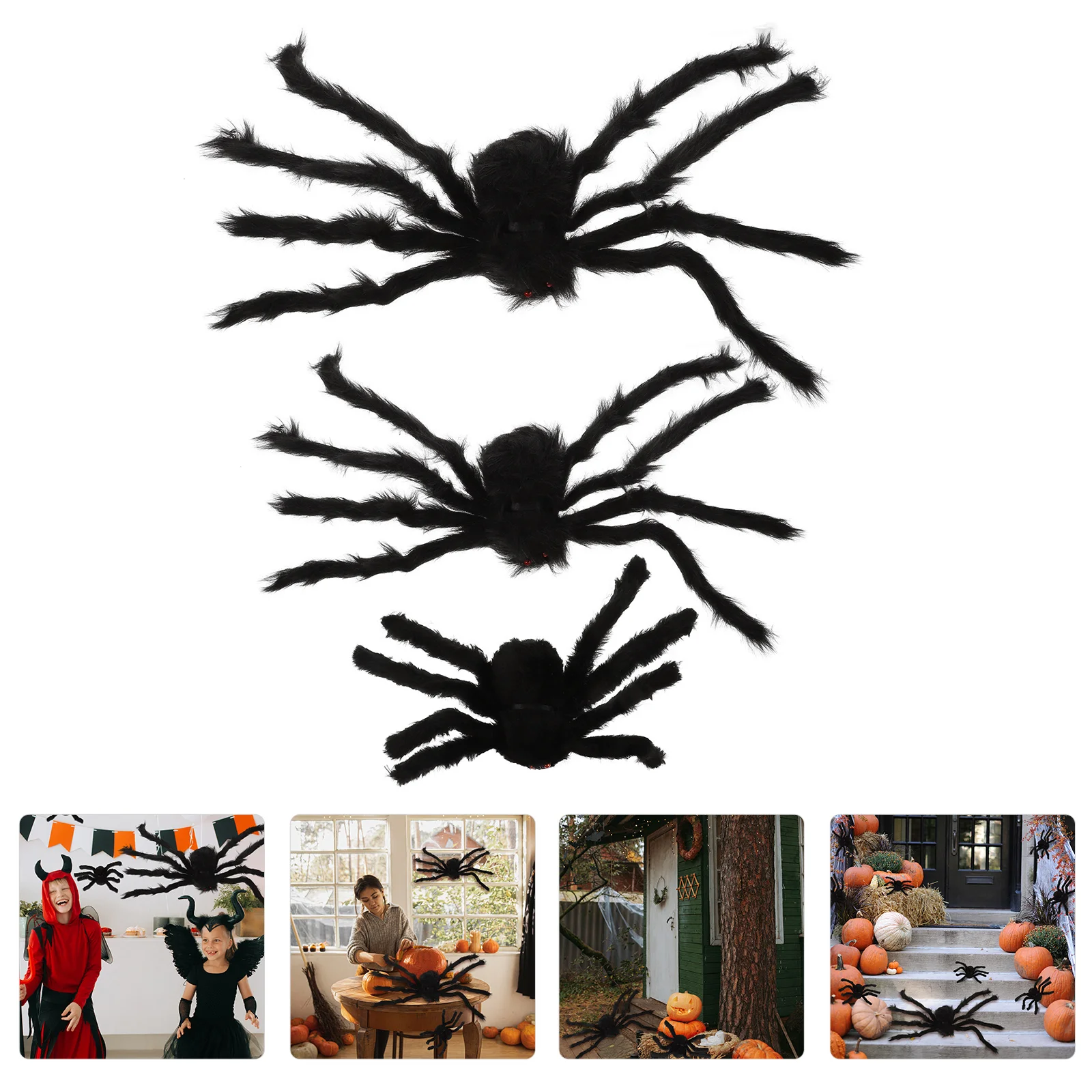 

3 Pcs Indoor Playset Halloween Spider Ghost Festival Decor Decorations Plush Spiders Simulation Outdoor