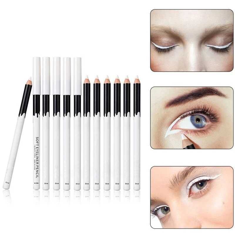 

White Waterproof Stick Eyeliner Pencil Lady Quick Dry Makeup Tools Women Long Lasting Pigment Eye Liner Pen High Gloss Cosmetics