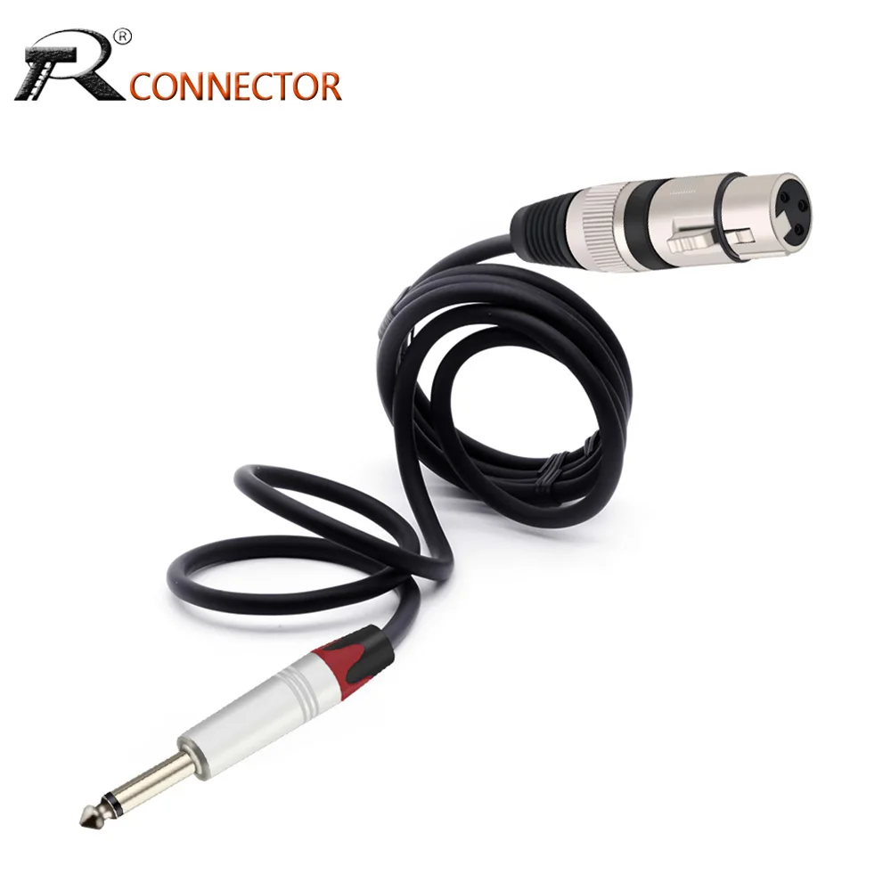 

6,35 мм/6,5 мм моно-разъем «папа»-«мама», 3-контактный кабель с XLR на TS 1/4 для соединения микрофона, кабель с четверти дюйма на XLR для AMP