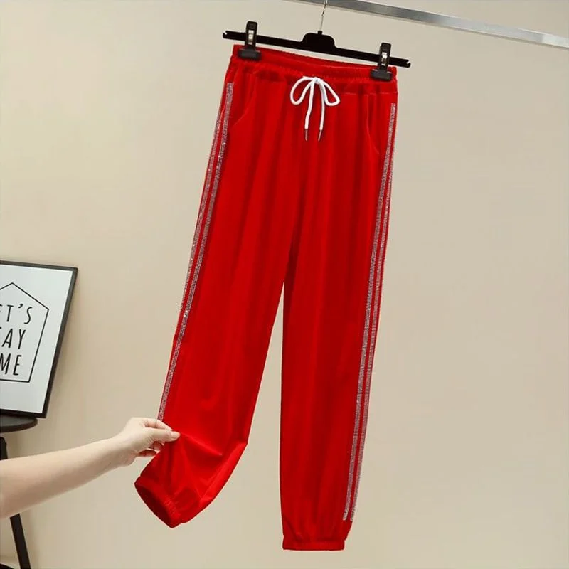 Шаровары женские из вискозы свободные брюки с завышенной талией модные