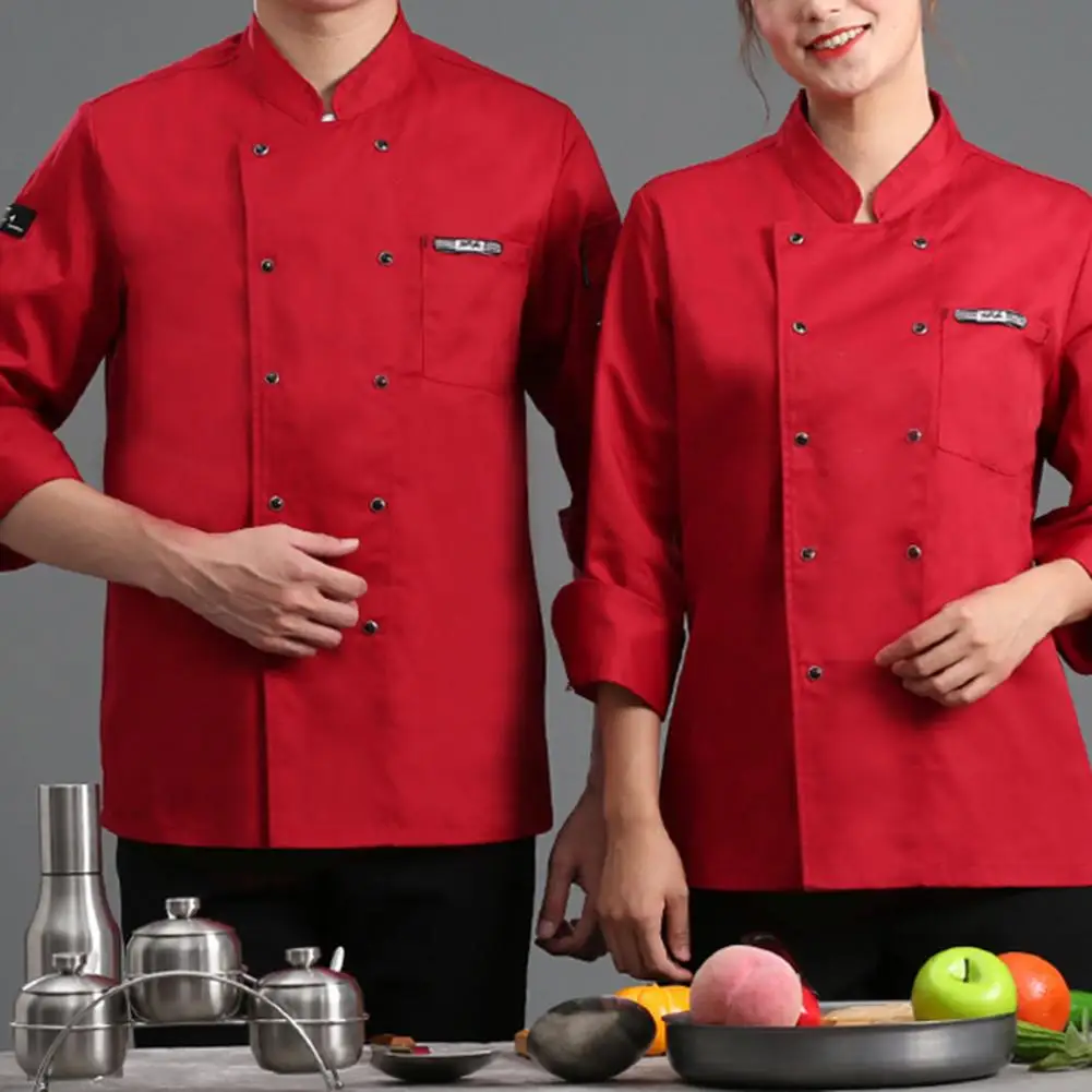 

Breathable Wear-resistant Chef Shirt Cook Uniform Buttons Catering