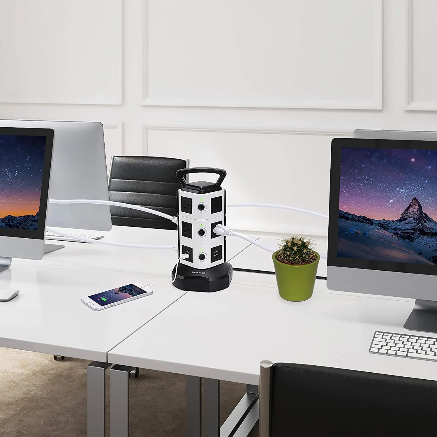 2022.Power Strip Tower JACKYLED Surge Protector Electric Charging Station 3000W 13A 10 Outlets 4 USB Ports with 16AWG 6.5ft