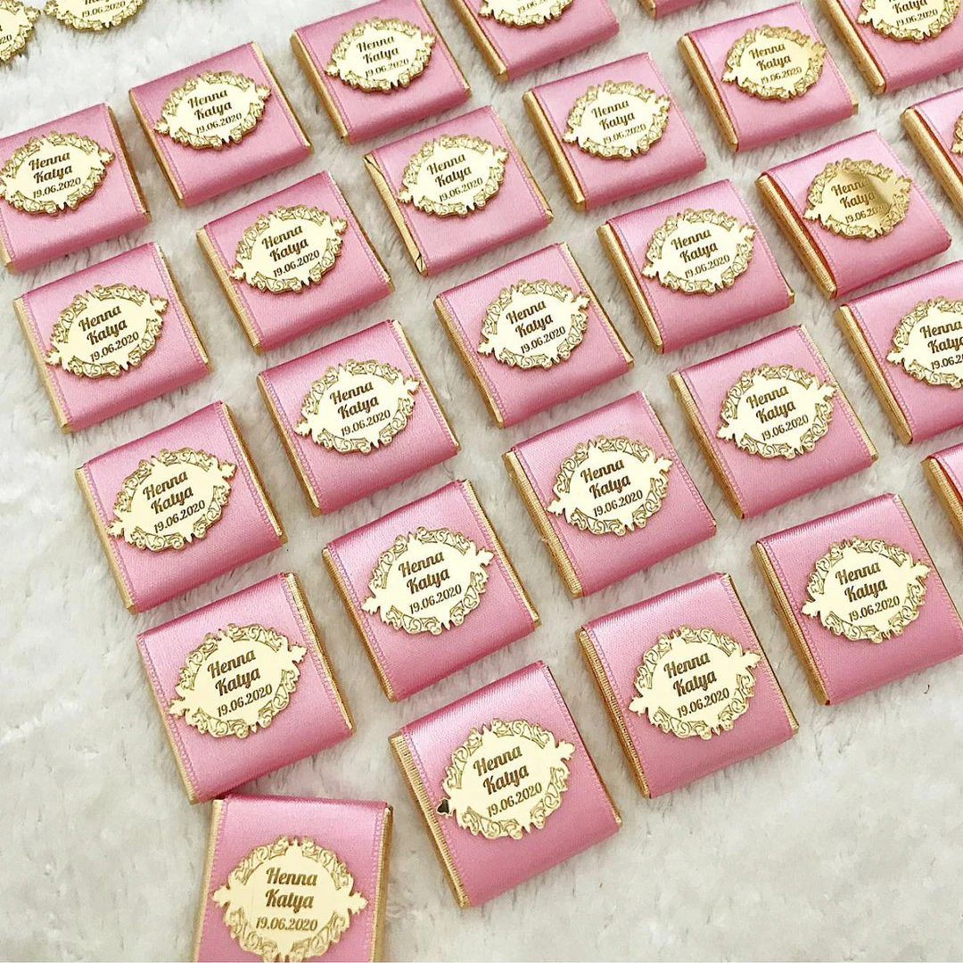 

12/24/48 шт. персонализированные шоколадные блюда с именем золотого зеркала детский Декор для крещения в душе Свадебная вечеринка помолвка сув...