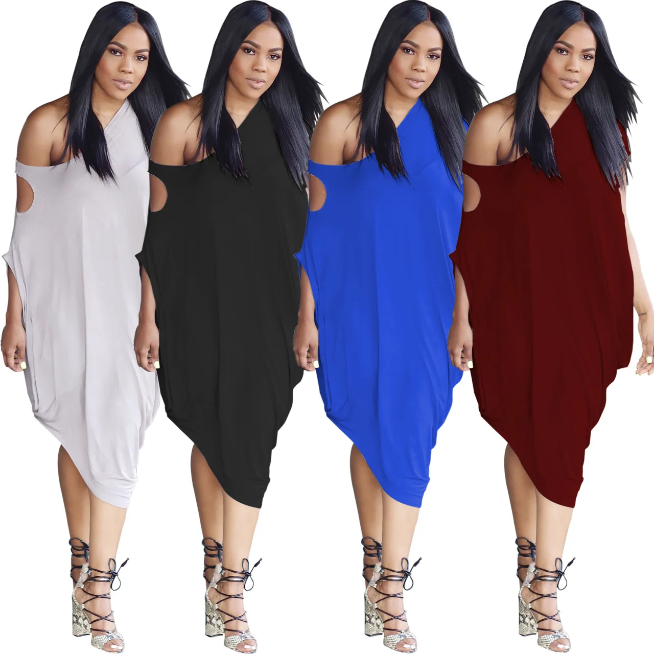 

Women's dress sexy off shoulder solid loose dresses for women 954