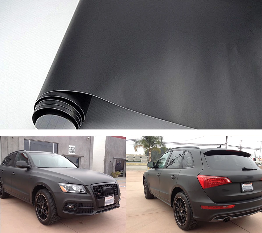 

20"X 60" Matt Matte Flat Black Wrap Vinyl Covering Film Sticker Decal Roll Sheet with Air Bubble Free 500mm X1520mm