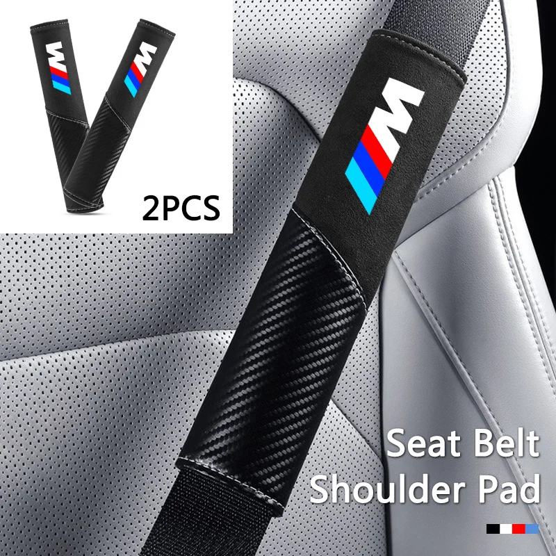 Фото Комплект из 2 кожаных накладок на ремни безопасности для BMW M F10 F20 E83 E90 E92 E93 X1 X5 X6 F30 G03 E43 E53 E63 E84 №1
