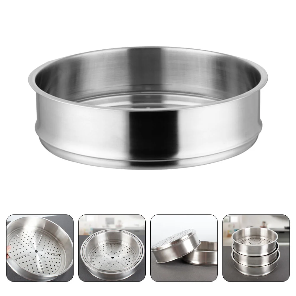 

Stainless Steel Steamer Buns Basket Wok Lid Food Steaming Saute Pan Thicken Cover Dish