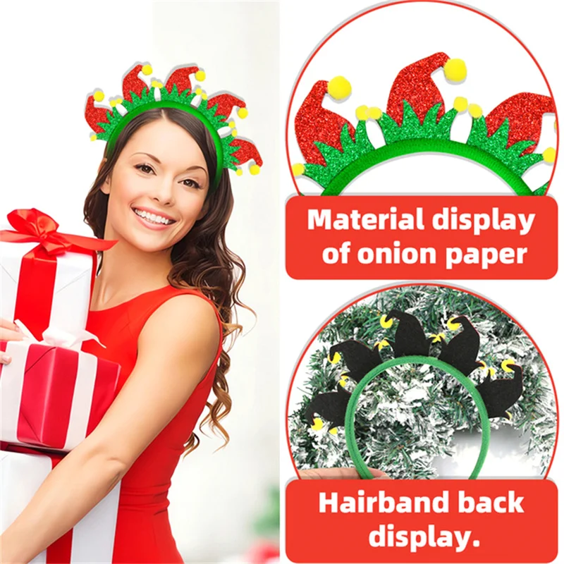 Новинка 2024 Рождественская повязка для волос с рогом оленя женская Санта-Клауса