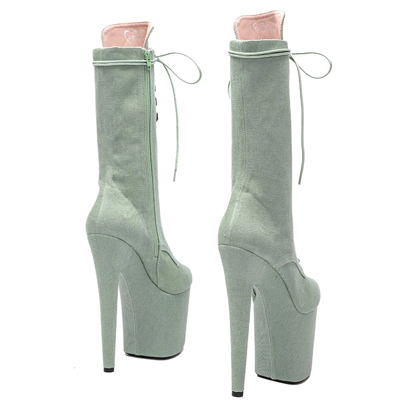 Leecabe Newest 20CM/8inches Pole dance boot with denim High Heel platform Boots Pole Dancing boot