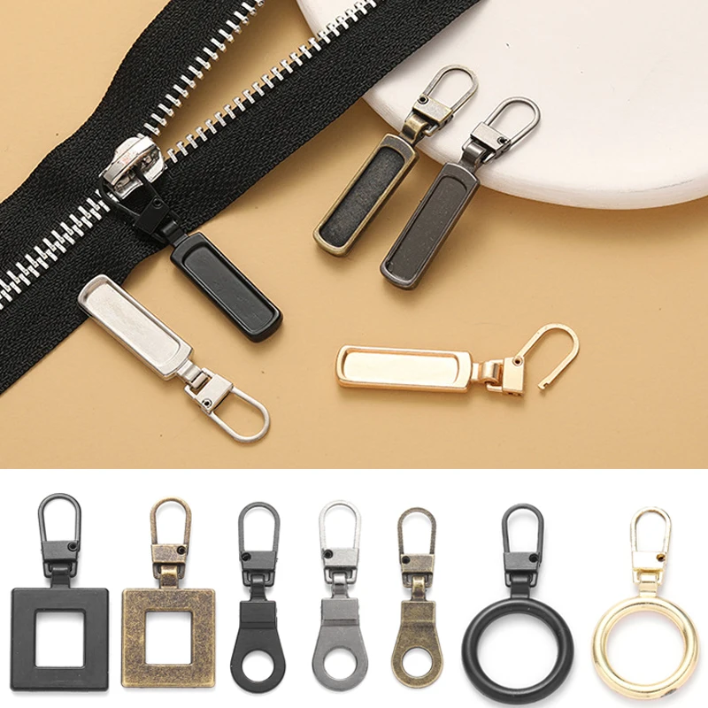 

5PCS Zipper Slider Pull Tab Pendant Head Removable Zipper Head Luggage Accessories Geometric Detachable Zipper Puller Costura