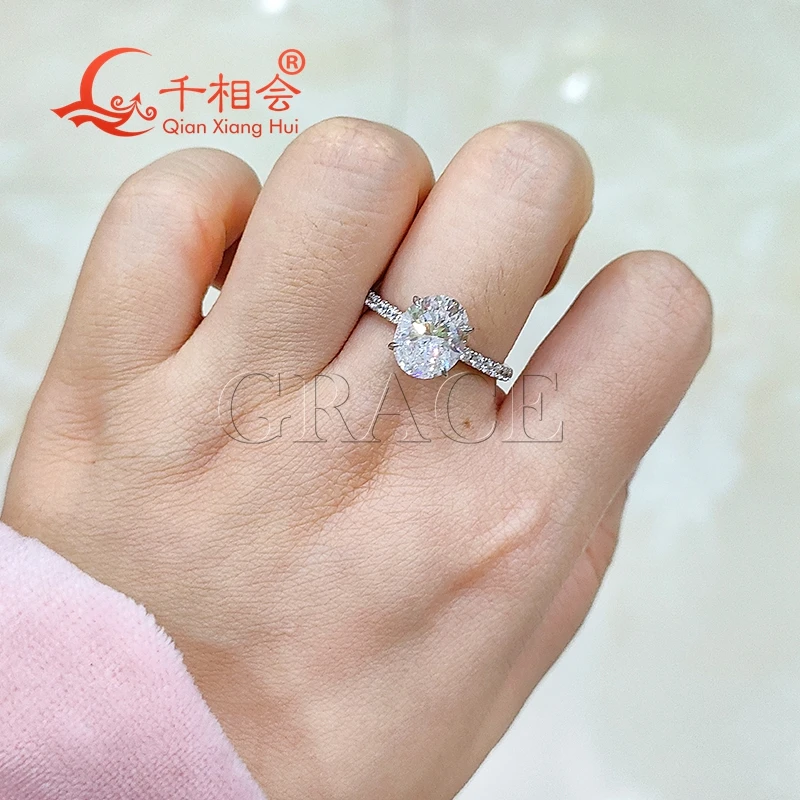3ct 8*10mm oval round half Eternity Band D white vvs moissanite 925 Sterling Silver Ring Jewelry Rings Engagement Ladies men