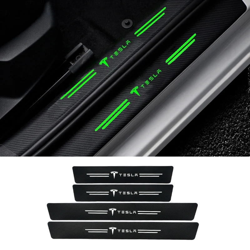 

Наклейки на пороги автомобиля, наклейки на багажник, наклейка с эмблемой против столкновений для Tesla Model S, Model X, Model 3, Roadster, аксессуары для киб...