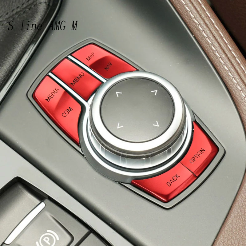 

Car Styling Interior Multimedia Knob Menu Button switch Cover Sticker For BMW X1 F48 X2 F39 2020-2022 Auto Interior Accessories