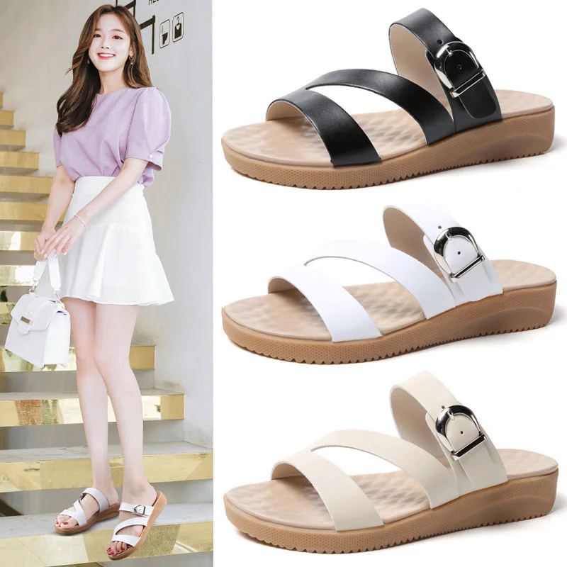 

Women Slippers Women Thick Platform Slippers Summer Beach Soft Sole Slide Sandals leather women's sandals