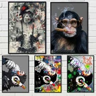 Забавная обезьяна, курительная Горилла, животное, креативный холст, искусство на стену, картина, украшение для дома для гостиной, Декор