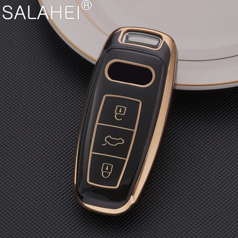 

New TPU Car Smart Key Fob Case Cover Shell For Audi A6 A7 A8 E-tron Q5 Q7 Q8 C8 D5 TFSI Protector Keyless Keychain Accessories
