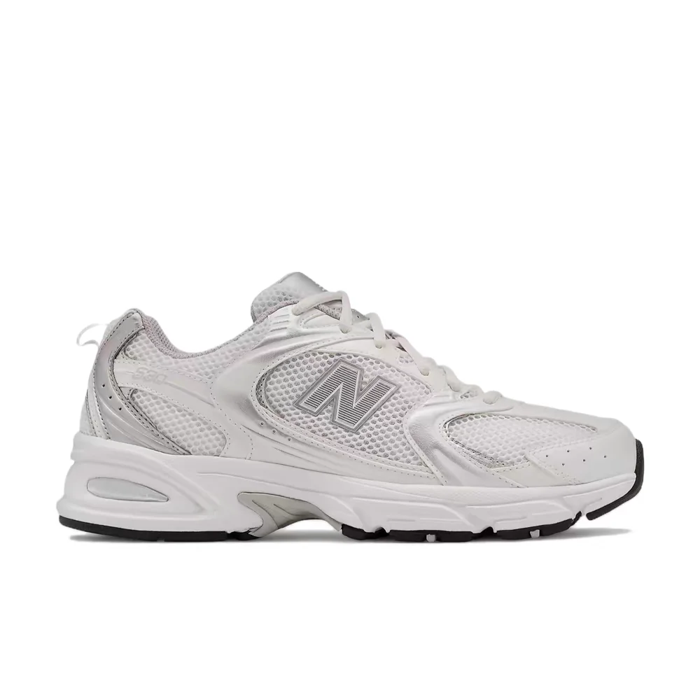 Фото Мужские низкие кроссовки New Balance NB530 для повседневного бега – серебристые, с дышащей сеткой, нескользящей подошвой и синтетической кожей MR530EMA №2