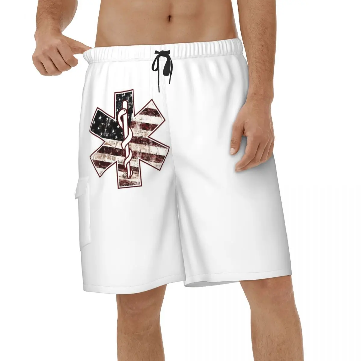 

Beach Shorts Emt Star Of Life Summer Mens Swim Trunks American Male Swimming Shorts