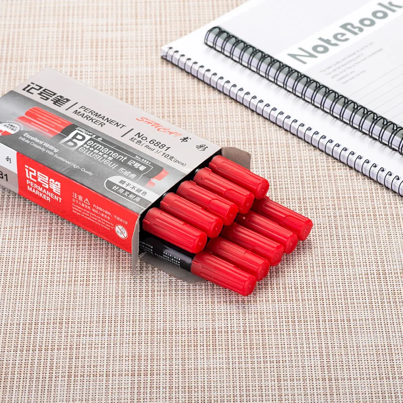 

Маркер большой емкости, жирный толстый фломастер для логистики, большой маркер с Черной головкой, водонепроницаемый, для строительных материалов, 10 шт.