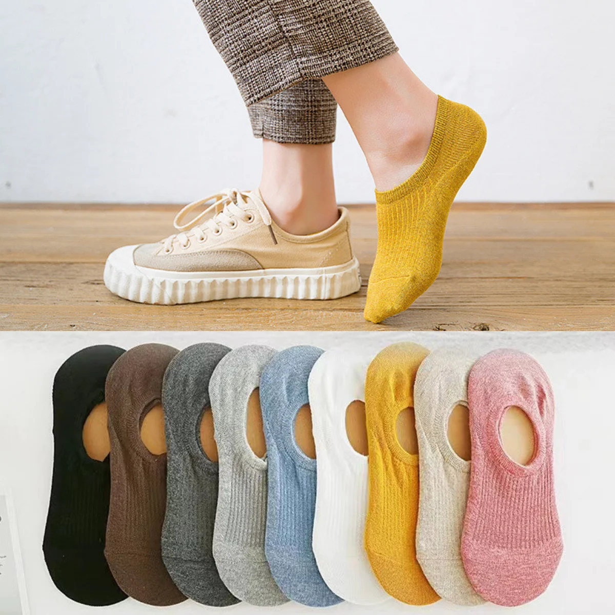 

Silicone Non-slip Low Cut Boat Socks Women Summer Invisible No Show Socks Casual Solid Color Cotton Breathable Sock Slippers Sox