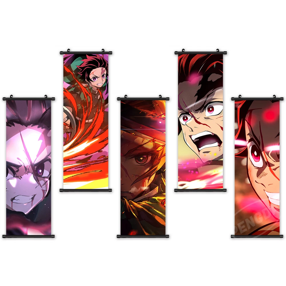 

Wall Art Plastic Scroll Hanging Painting Demon Slayer Canvas Kamado Nezuko Poster Japan Anime Picture Print Home Decor Kids Room