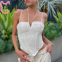 oeing sexy y2k straps sleeveless crop top for women outfits summer 2022 halter backless solid cami cropped clothes corset top