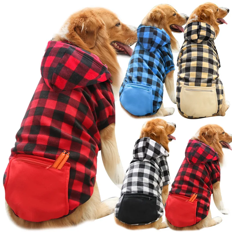 

Winter Pet Dog Clothing, New Big Dog Coat, Golden Retriever Warm Fashion Solid Color, Cat and Dog Hooded Sweater Jacket Pullover