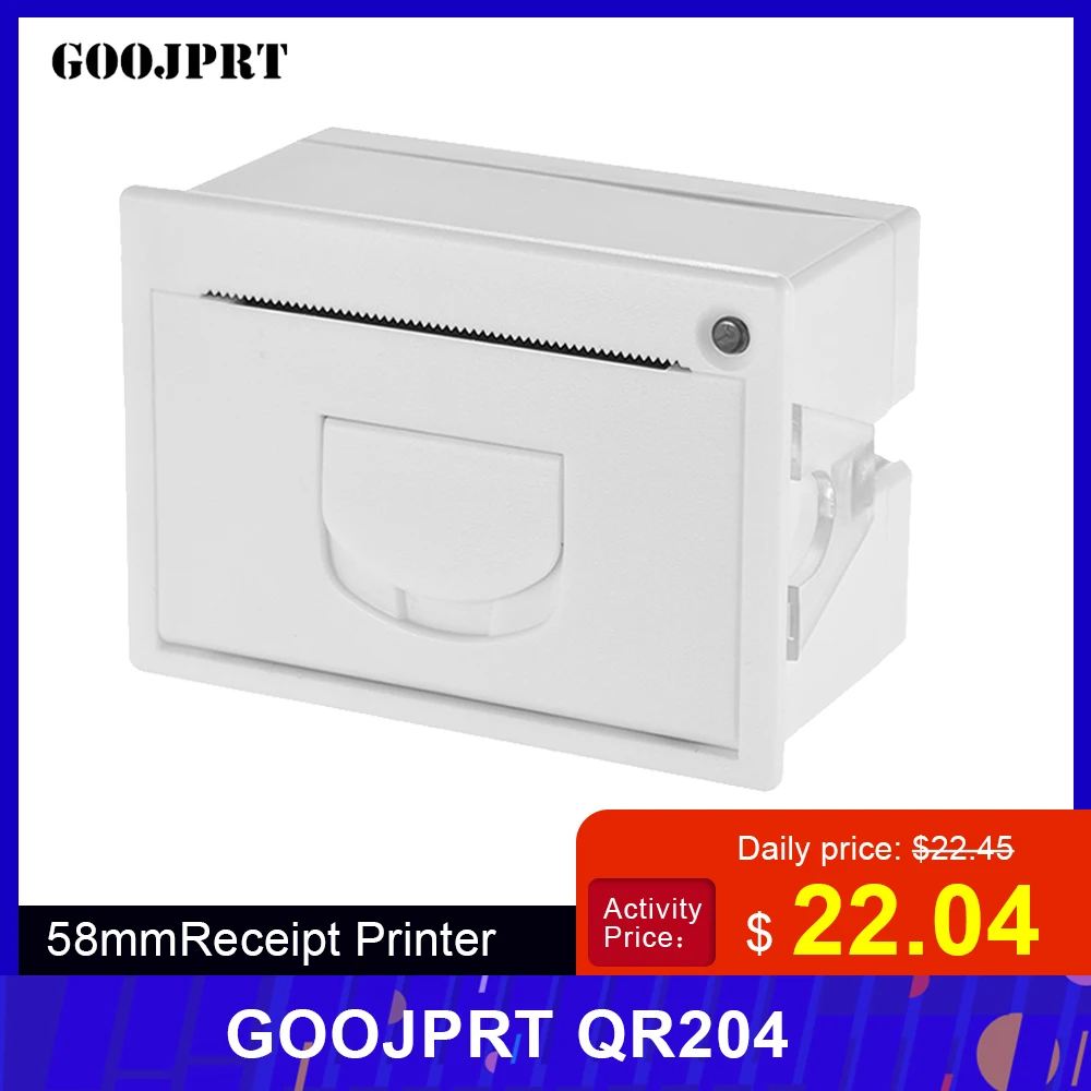 

GOOJPRT QR204 58 мм мини встроенный чековый термопринтер TTL + USB интерфейс высокоскоростная печать 50-85 ммм/секционный принтер