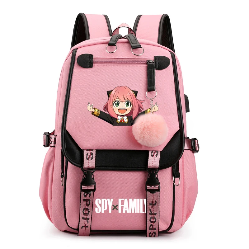 

Pink Anime Spy X Family Backpack Class Bag for Girls School Student Camping Rucksack Women Canvas Backpack Usb Laptop Travel Bag