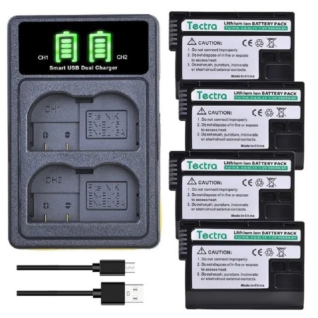 Зарядное устройство с двумя USB-портами для Nikon D500 D600 D610 D750 D7000 D7100 D7200 D800 D800E D810 1 V1 Z6
