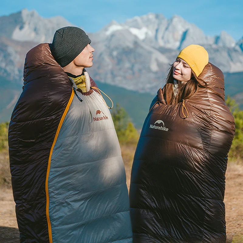 Фото Naturehike Snowbird Кемпинг Спальный мешок на утином пуху для взрослых Мумия Пуховый теплый спальный мешок Сверхлегкое одеяло для кемпинга Спальные мешки №2