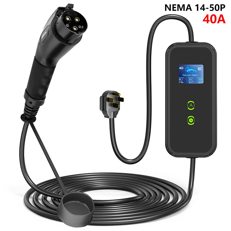 

Type1 J1772 Electric Car Charger 16A-40A Adjustable Nema 14-50 Plug Fast EV Charging Station 220V car charger