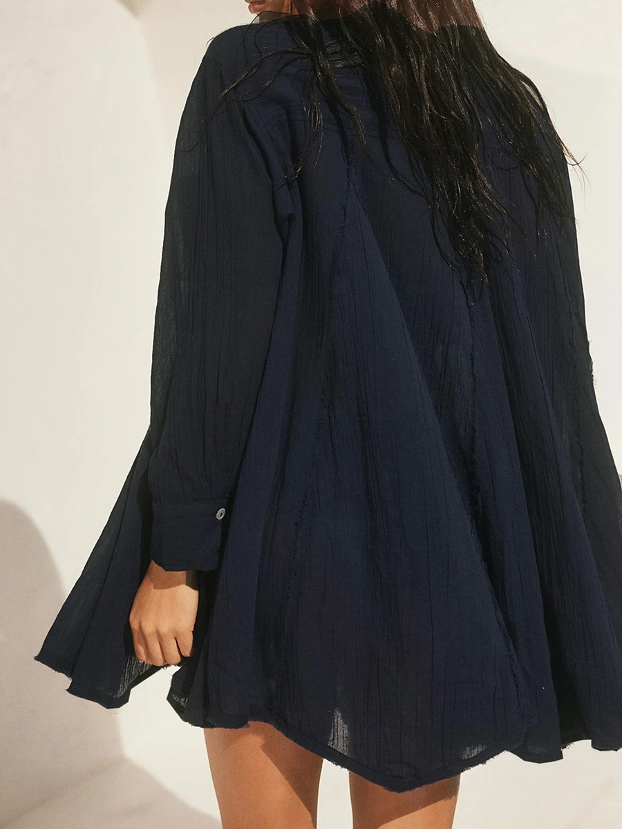 CHQCDarlys женские платья-рубашки на пуговицах с длинным рукавом Свободные