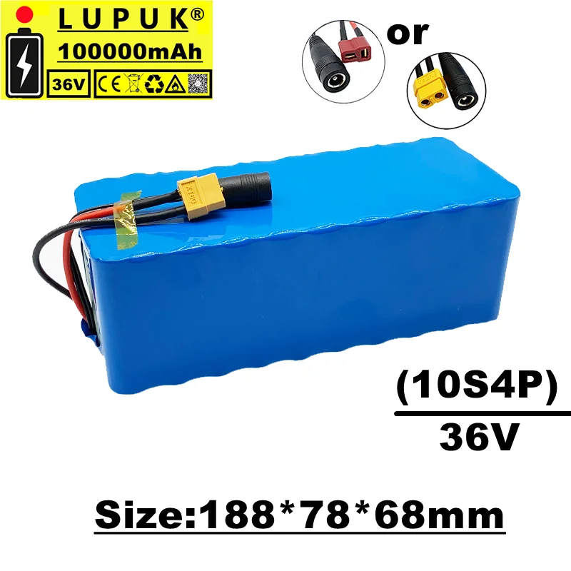 

36V battery pack, 10s4p, 100000mah, 1000W, XT60 or T plug, built-in BMS, suitable for motorcycles,electric bicycles and scooters