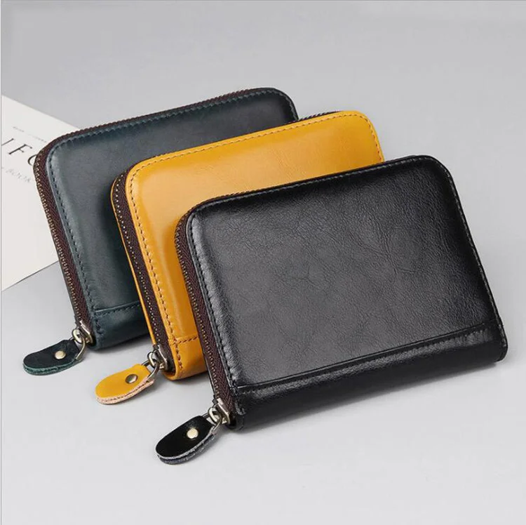 

RFID Black Red Yellow Credit Card Purse Genuine Leater Many Card Wallet Ladies Girls Wallet with Multi Card Slots Coins