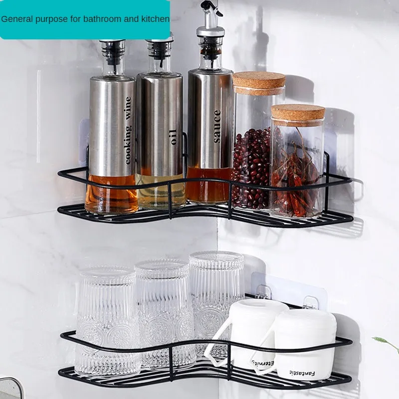 

Home bathroom storage rack, washstand, triangle storage rack, kitchen seasoning rack, non perforated bathroom wall hanging rack