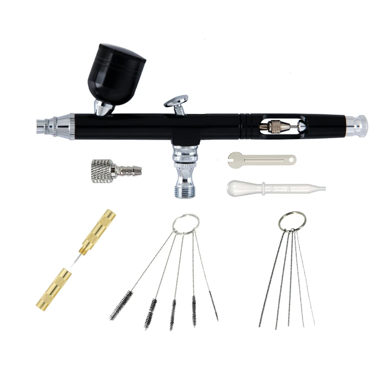 

Airbrush Tool Dual Action Gravity Feed 0.3mm Nozzle Spray Gun Cake Decorating Brushes For Nail Manicure With Wrench Straw
