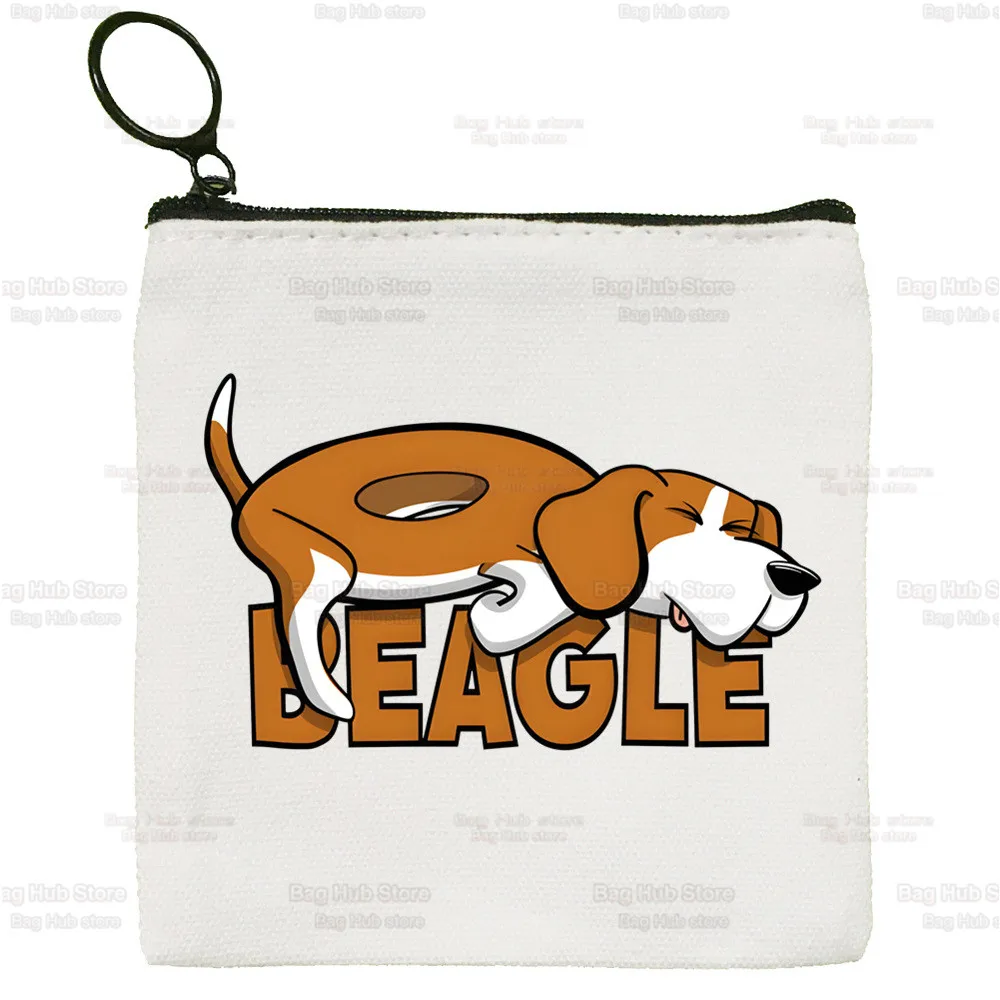 Beagle Cartoon Coin Purse Female Fabric Bagel Dog Cute Small Purse Mini Clutch Bag Cute Canvas Key Case Coin Purse