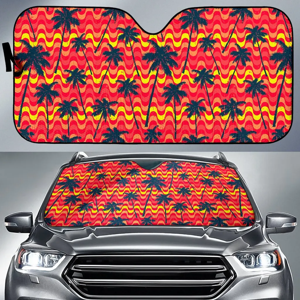 

Trippy Palm Tree Pattern Print Car Sun Shade