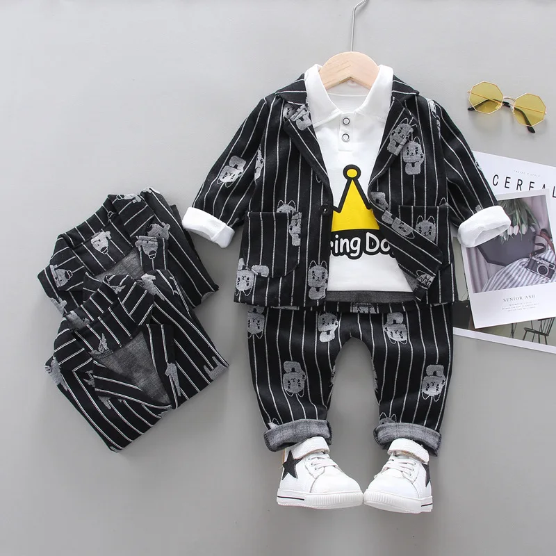 

Джентльменский костюм для мальчиков, рубашка и штаны из 3 предметов, модные костюмы для отдыха с длинным рукавом, весна-осень, официальный ко...