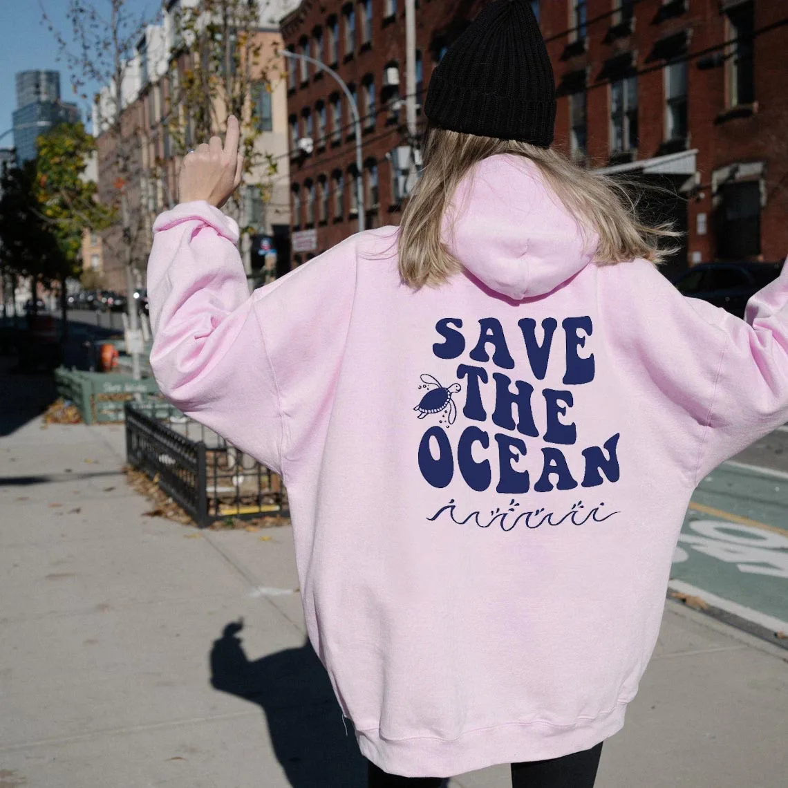 

Light pink save the ocean graphic turtle unisex fashion gothic grunge tumblr hipster hoodies youngs street style vintage hoodie
