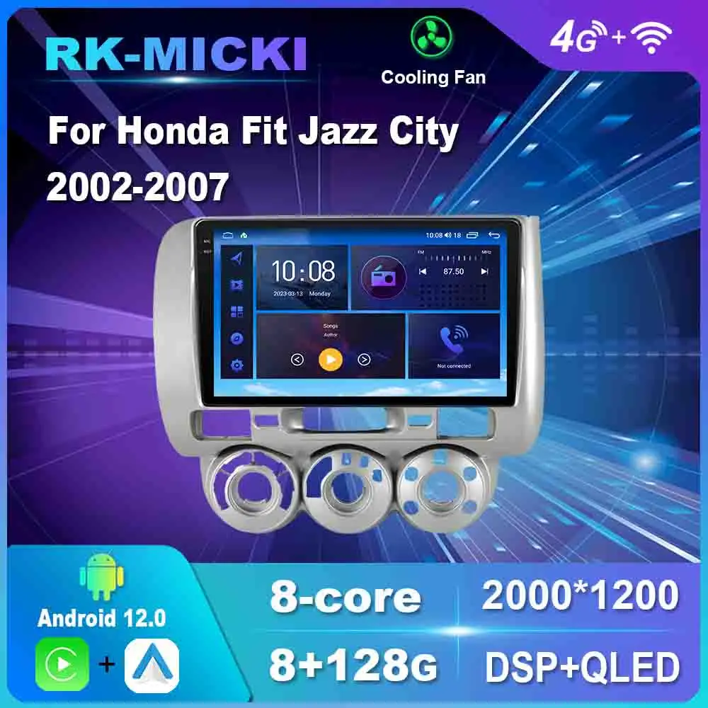 

9 Inch Android 12.0 For Honda Fit Jazz City 2002-2007（RHD) Multimedia Player Auto Radio GPS Carplay 4G WiFi DSP Bluetooth