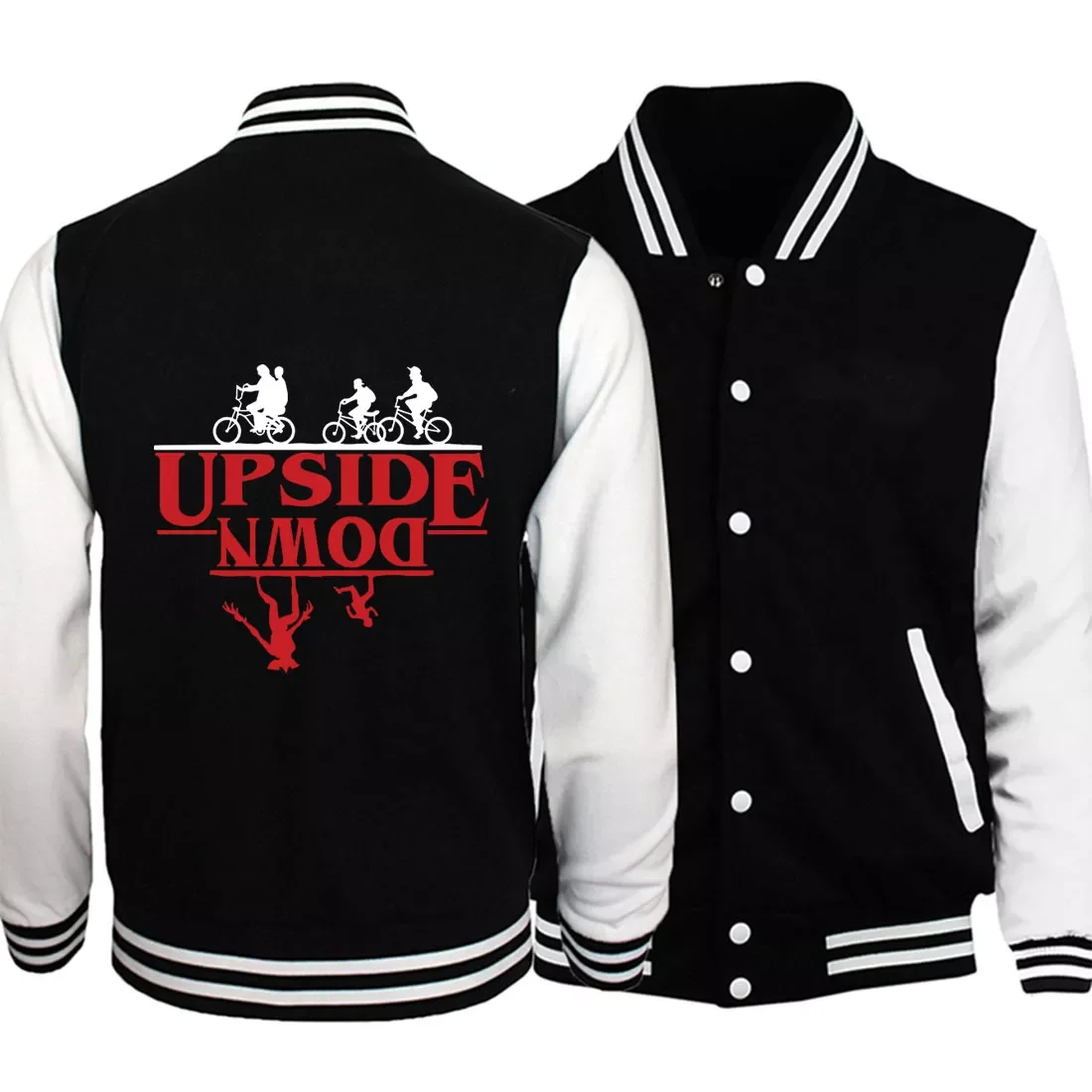 

2023New size fitness coats fashion hoodies 2019 new stranger things baseball jackets funny Cartoon printing sweatshirts men S-5X