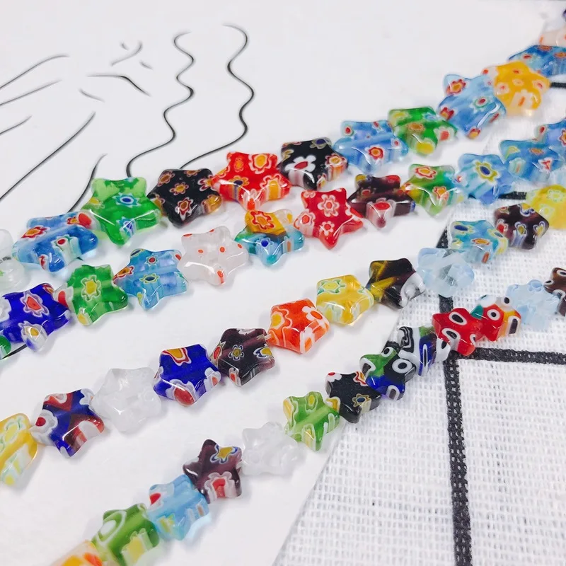 

8/14mm Plum Blossom Pattern Star Shaped glass Flower Beads DIY Millefiore Glass Bead beaded Crafts Making jewelry accessories